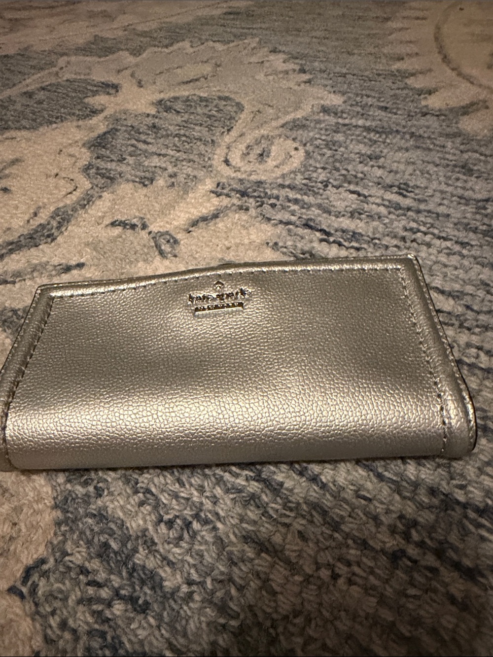kate spade Metallic Silver Leather Fold Wallet